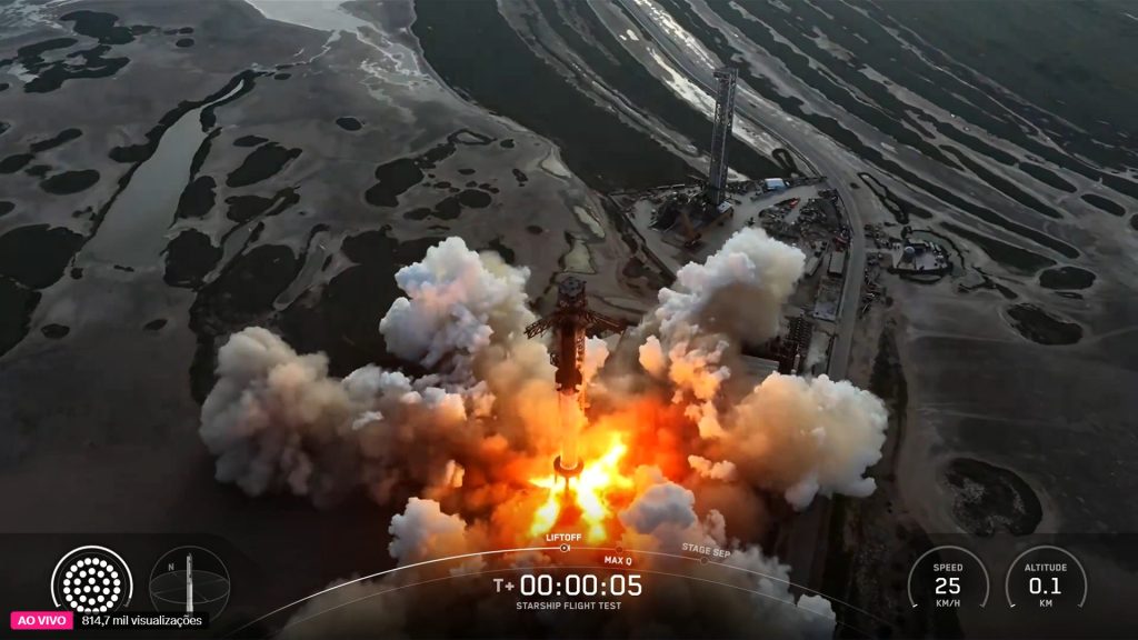 Starship, maior nave do mundo, lança pela 1ª vez cargas úteis no espaço