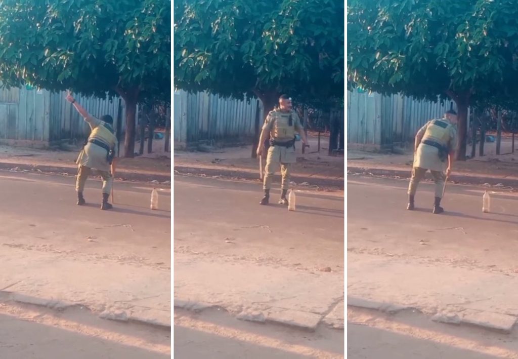 Policial joga bets com crianças em rua durante patrulhamento e viraliza: ‘Momento nostálgico’